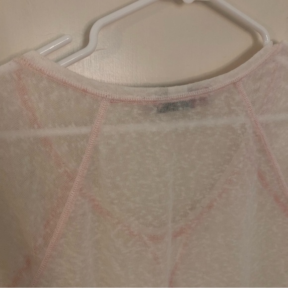 Free People Beach gauze pink blouse long sleeve lightweight pink summer top L - Picture 10 of 11